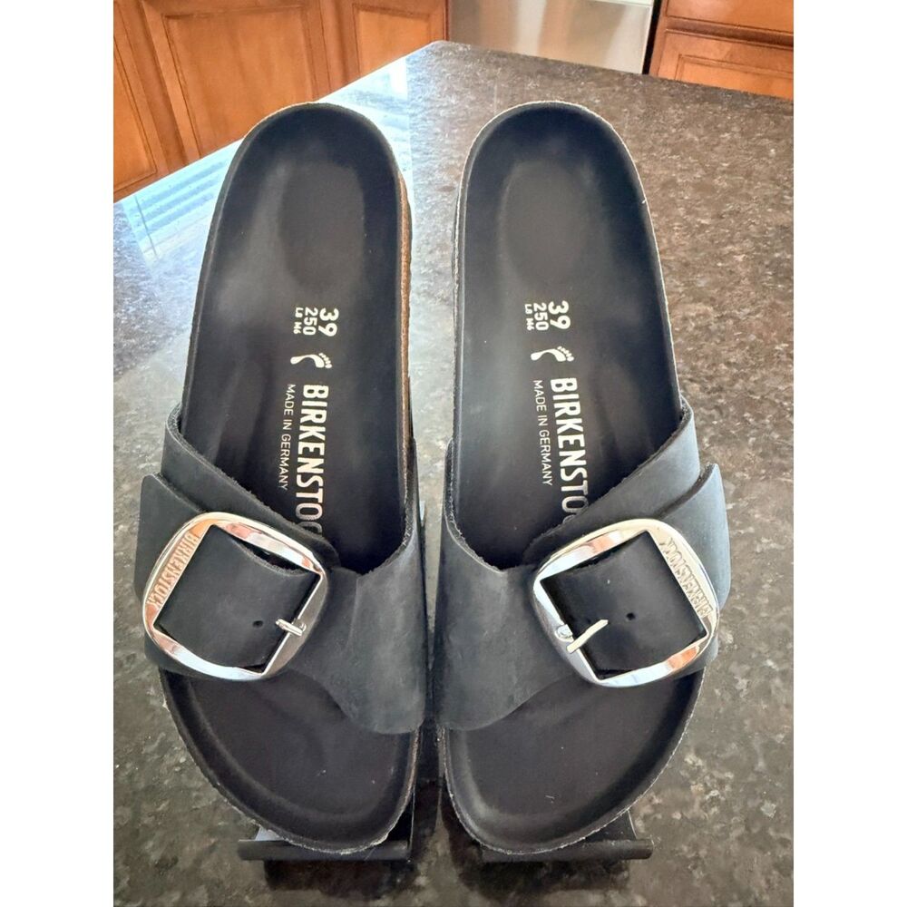 Birkenstock Madrid Big Buckle - Black Oiled Leather, EU 39N (L8/M6) - NWOT
